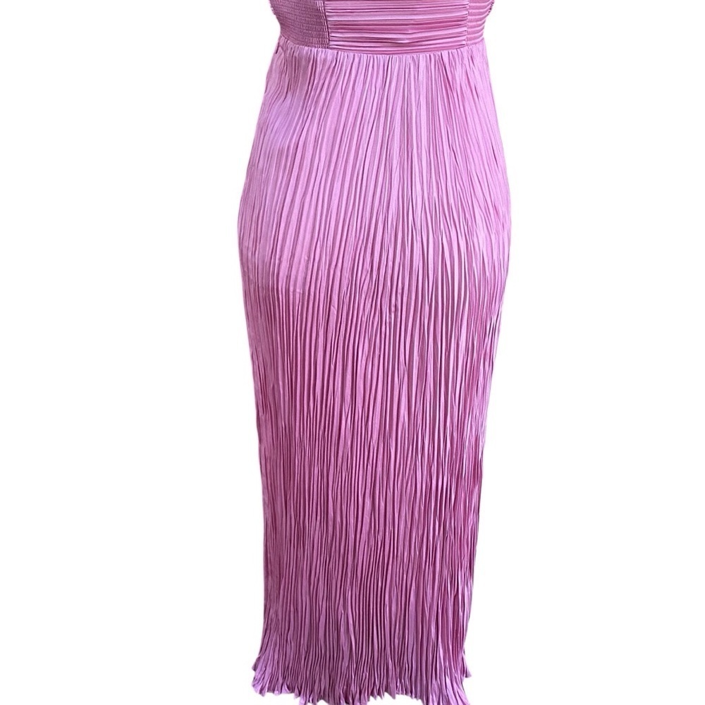 A.L.C. Angelina NWT Pleated Satin Halter Midi Dress Chateau Rose Size 4 - Picture 14 of 16